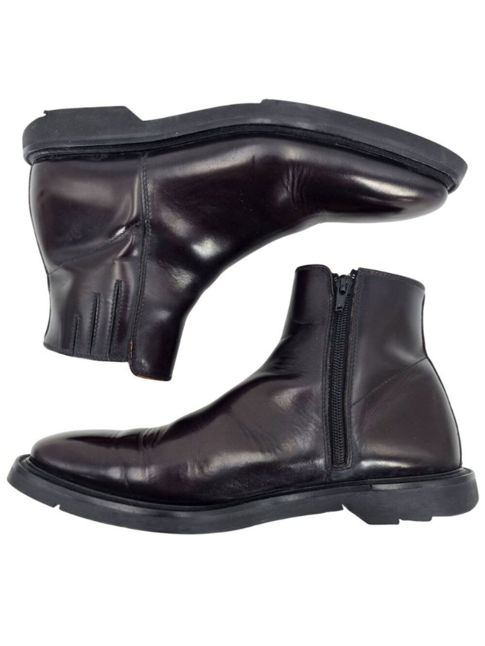 Koil Italy Men's size 11.5D Burgundy Leather Dress Shoes Zip Ankle Chelsea Boots - Picture 12 of 13